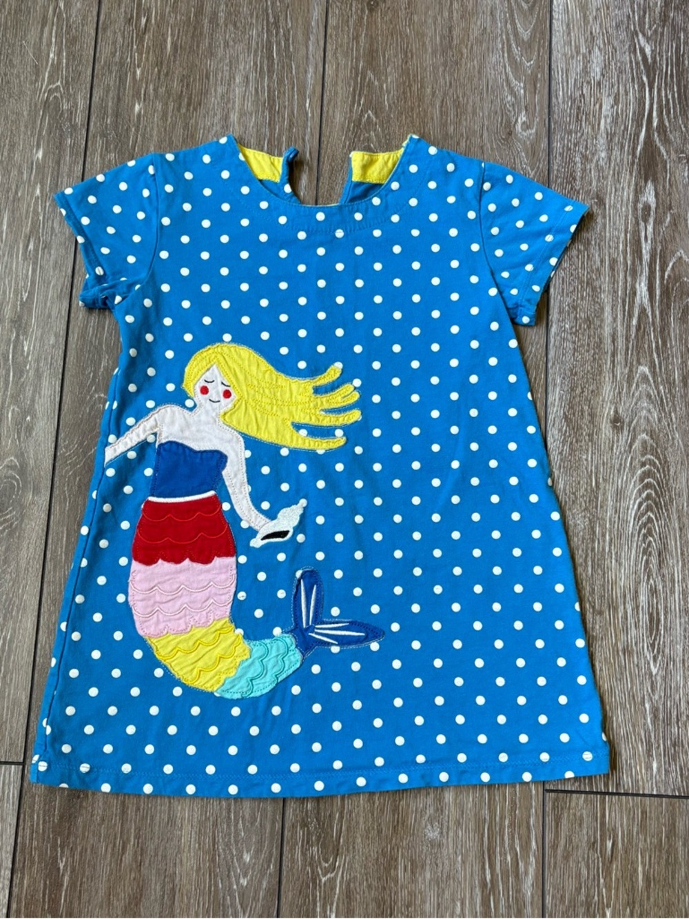 Blue Polka Dot Mermaid Applique Dress